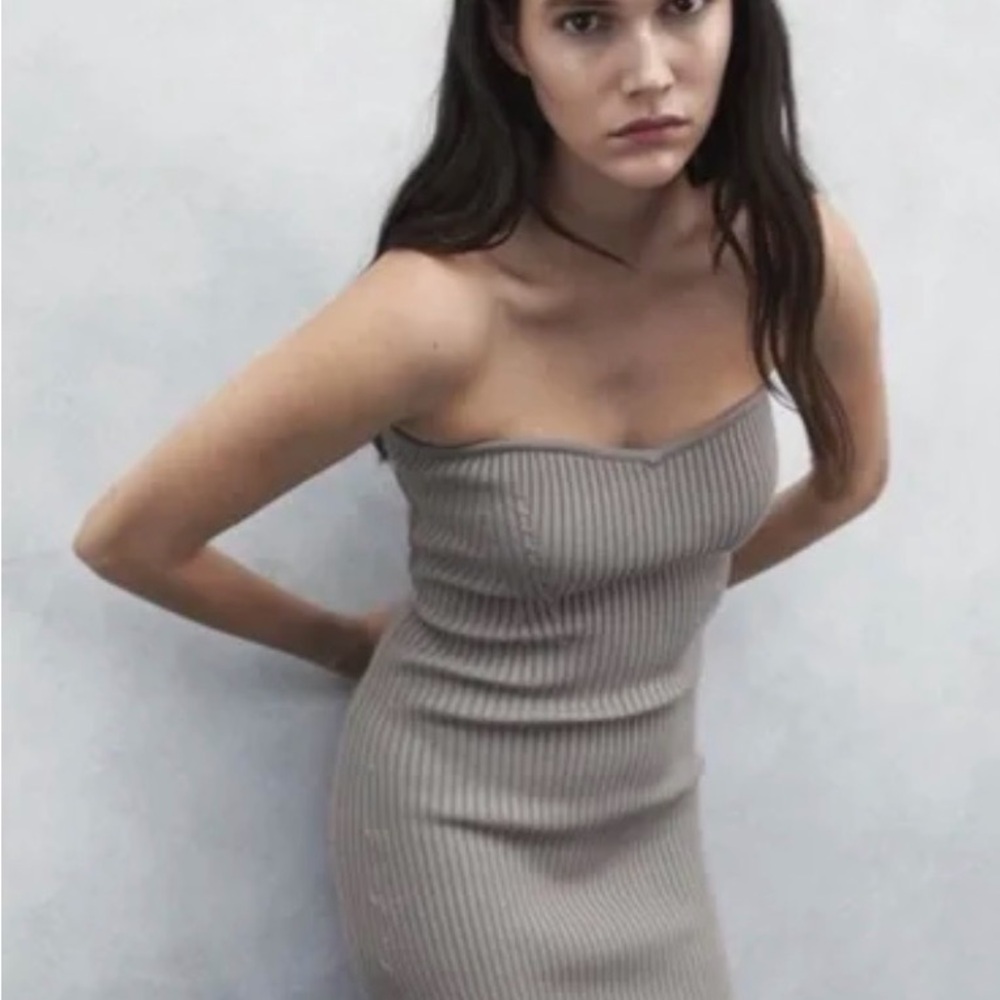 Zara Midi Strapless Sweater Dress
